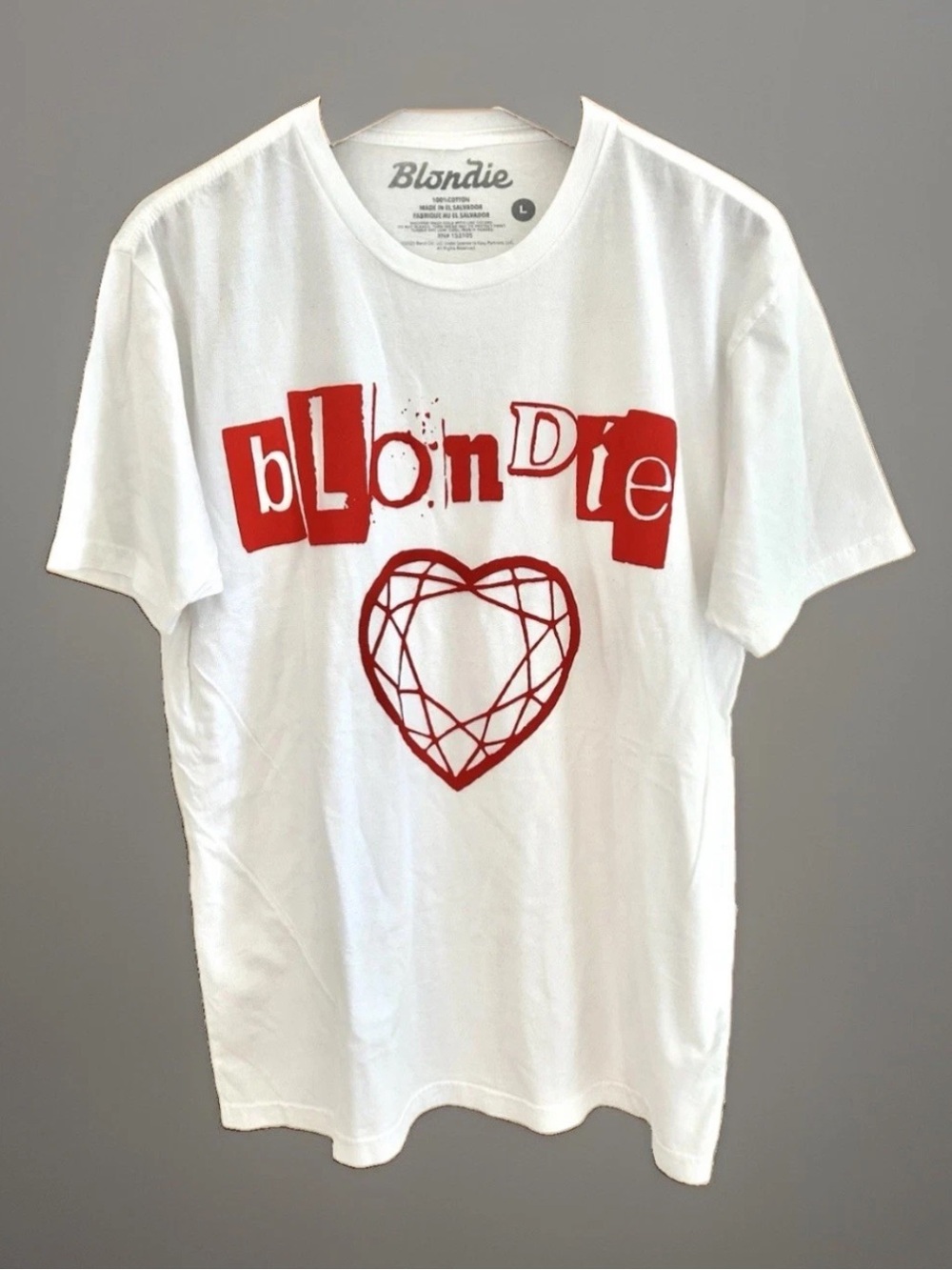 Blondie Red & White Heart Graphic Cotton T-Shirt NWOT Size Large